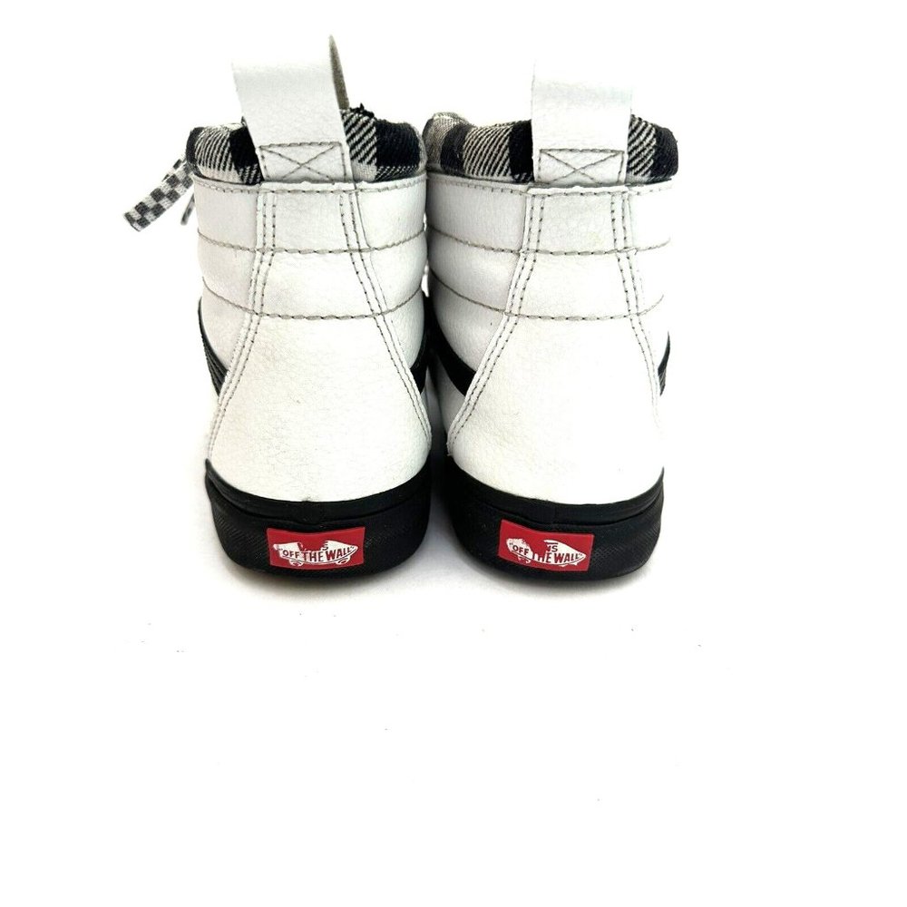 RARE PATTERN - VANS SK8-Hi MTE - MENS 11 FULL GRAIN WHITE LEATHER BLK/WHT CHECK - Picture 4 of 9